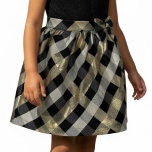 Gymboree Girls Black Gold Cream Plaid Jacquard Skirt - Perfect Present | Size 7